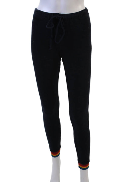 Monrow Womens Ankle Jogger Leggings Black Drawstring Rayon Blend Size XS