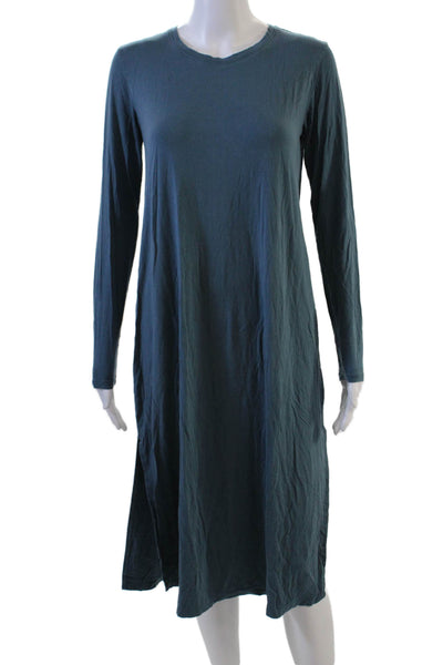 Lake Women Dark Blue Shift T-Shirt Dress Long Sleeve Knee Length Size XS