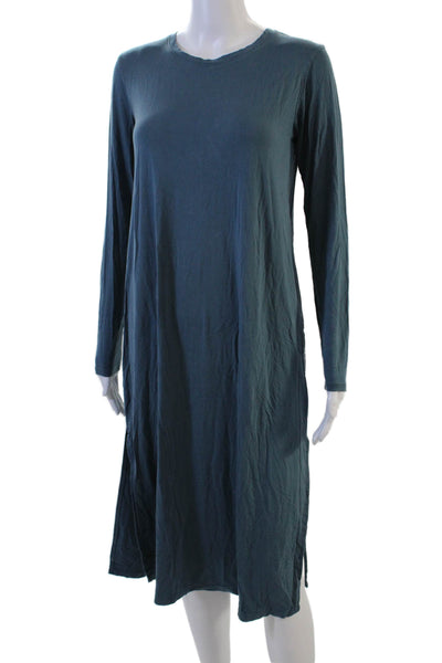 Lake Women Dark Blue Shift T-Shirt Dress Long Sleeve Knee Length Size XS