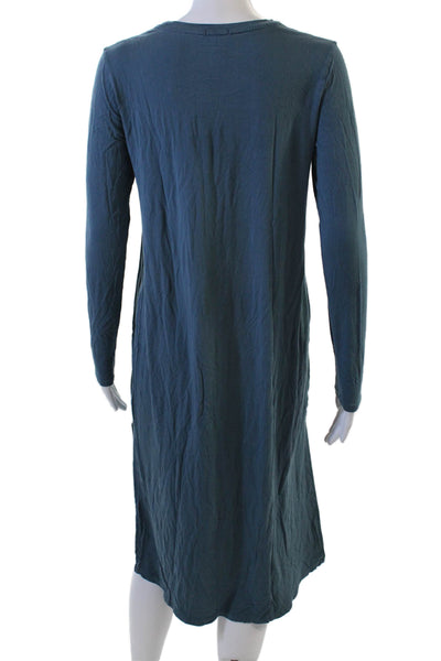 Lake Women Dark Blue Shift T-Shirt Dress Long Sleeve Knee Length Size XS