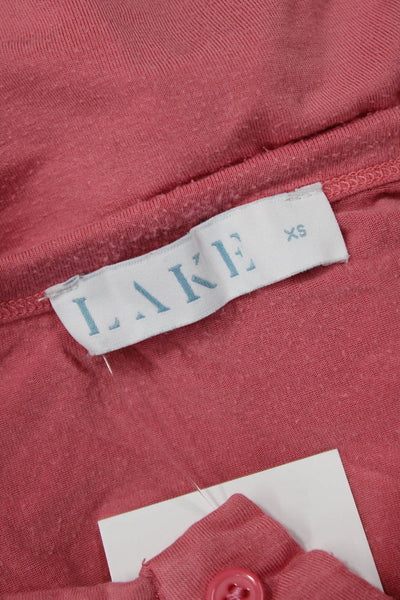 Lake Women Shift T-Shirt Dress Pink Long Sleeve Button Round Neck Size XS