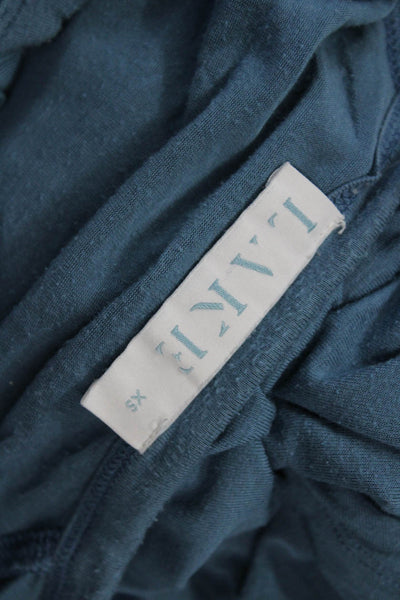Lake Women Shirt Dress Long Sleeve Blue Knee Length Button Round Neck Size XS
