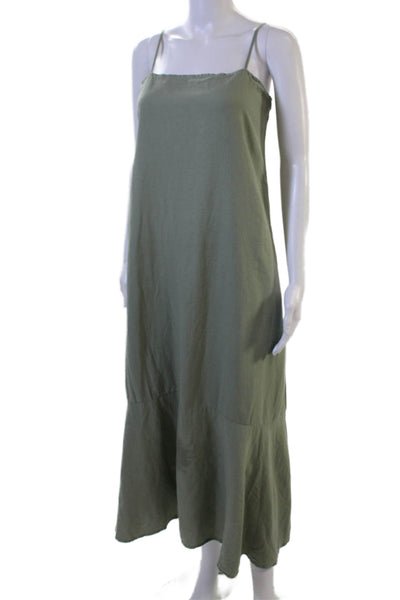Z Supply Womens Green Boho Maxi Slip Dress Sleeveless Linen Rayon Size S