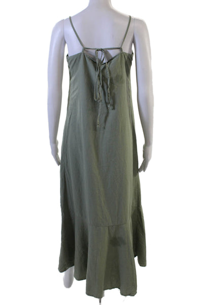 Z Supply Womens Green Boho Maxi Slip Dress Sleeveless Linen Rayon Size S