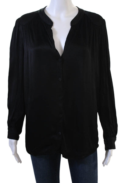 L'Agence Women Black Long Sleeve Button Up Blouse Rayon Size 8