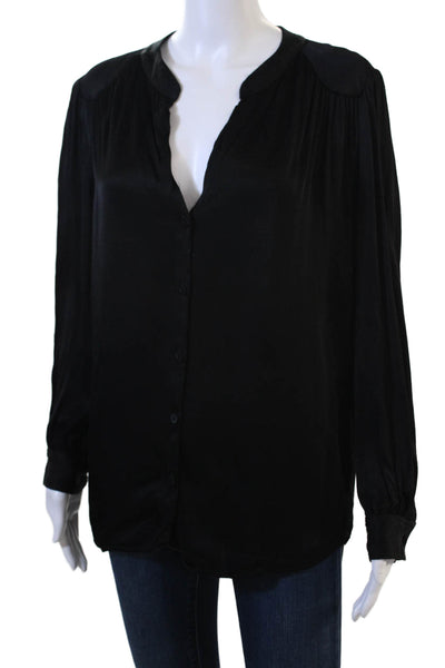 L'Agence Women Black Long Sleeve Button Up Blouse Rayon Size 8