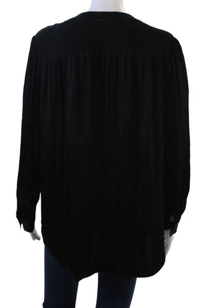 L'Agence Women Black Long Sleeve Button Up Blouse Rayon Size 8