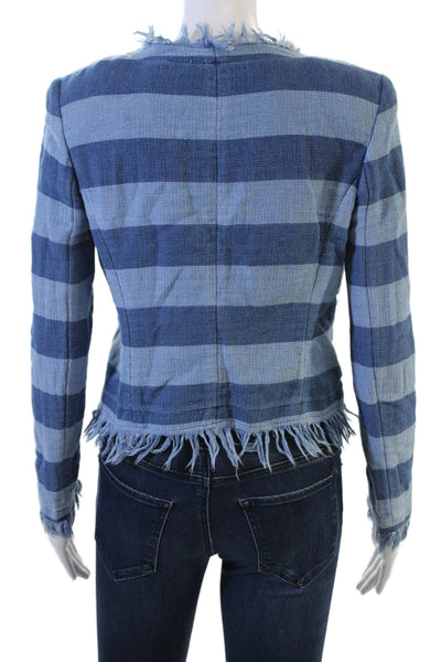 Adriano Goldschmied Women Blue Striped Cotton Blazer Long Sleeve Fall Size XS