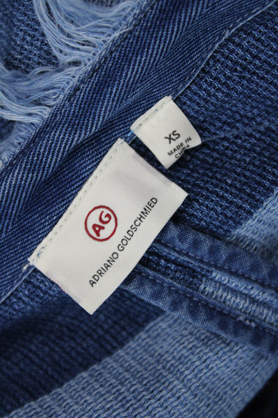 Adriano Goldschmied Women Blue Striped Cotton Blazer Long Sleeve Fall Size XS