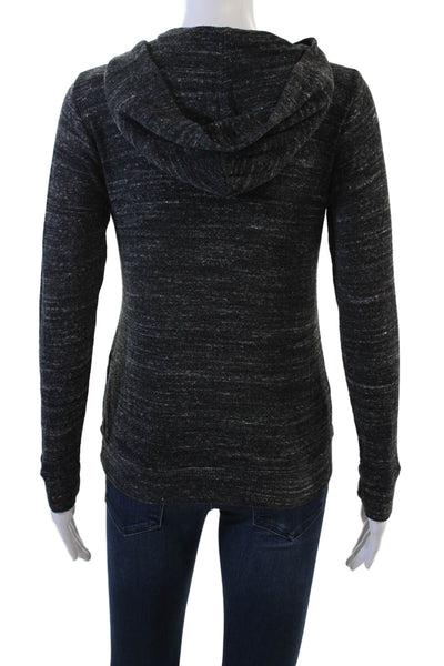 Monrow Women Pullover Hoodie Dark Gray V-Neck Long Sleeve Size S