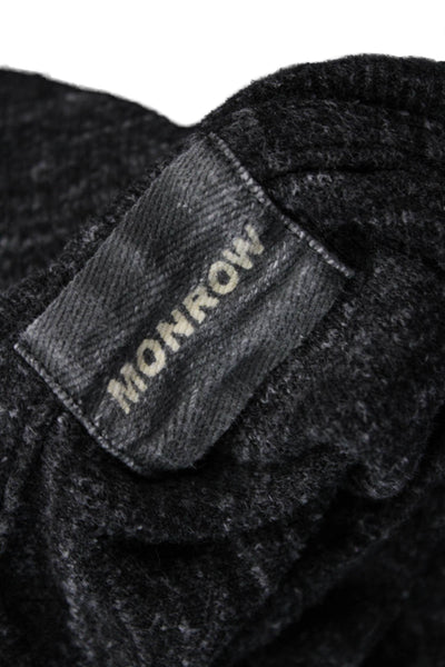 Monrow Women Pullover Hoodie Dark Gray V-Neck Long Sleeve Size S