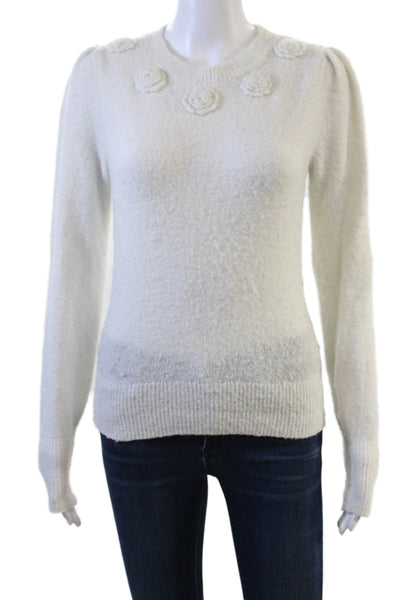 Joie Women White Wool Cashmere Pullover Sweater Crew Neck Long Sleeve Size XS