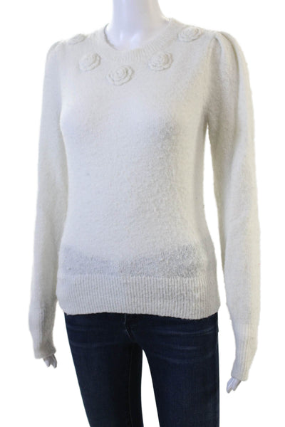 Joie Women White Wool Cashmere Pullover Sweater Crew Neck Long Sleeve Size XS