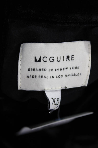 McGuire Women Black Mock Neck Button-Up Blouse Short Sleeve Size XS