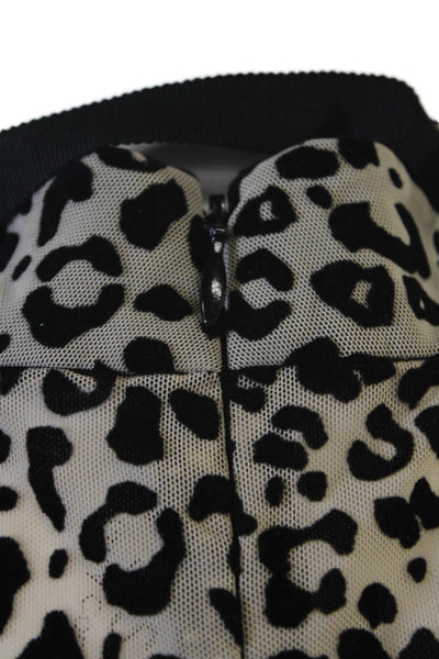 Allen Schwartz Women Beige Animal Print High Neck Blouse Petites Tie SS Size XS
