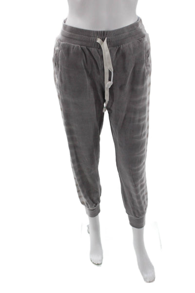 Wildfox Women Striped Gray Cotton Jogger Sweatpants Drawstring Size S