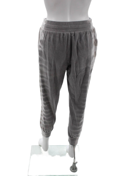 Wildfox Women Striped Gray Cotton Jogger Sweatpants Drawstring Size S