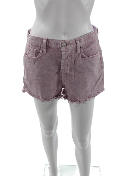 7 For All Mankind Unisex Pink 90s Solid Button Cotton Spandex Shorts Size 25