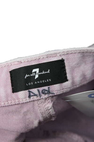 7 For All Mankind Unisex Pink 90s Solid Button Cotton Spandex Shorts Size 25