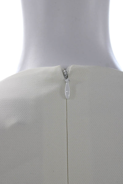 Miri Womens A-Line Shift White Silk Floral Wedding Dress Long Sleeve Zip Size 2
