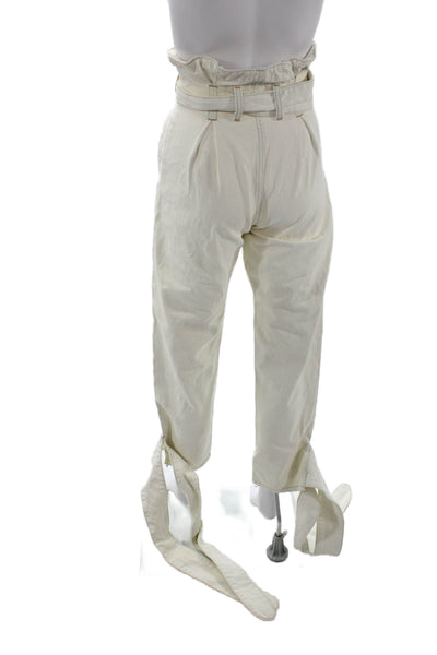 Re/Done Womens White Cropped Paperbag High Rise 100% Cotton Pants Size 23