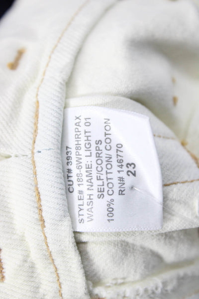 Re/Done Womens White Cropped Paperbag High Rise 100% Cotton Pants Size 23