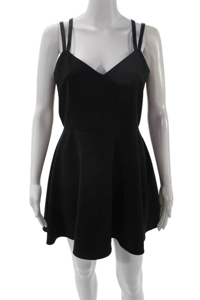 French Connection Women Fit & Flare Mini Dress Black V-Neck Sleeveless Size 8