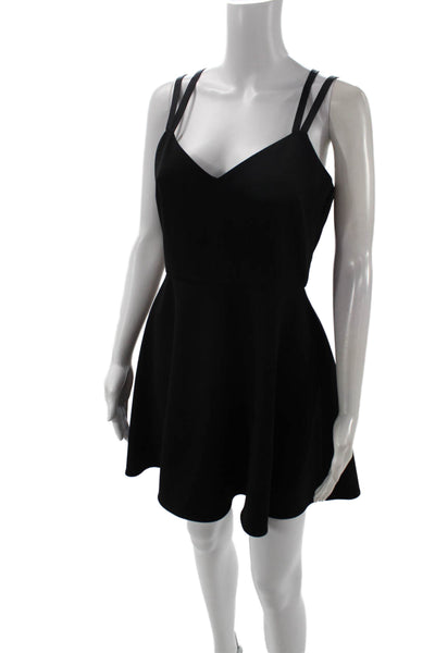 French Connection Women Fit & Flare Mini Dress Black V-Neck Sleeveless Size 8