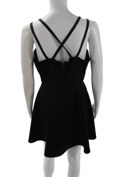 French Connection Women Fit & Flare Mini Dress Black V-Neck Sleeveless Size 8