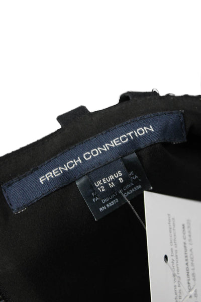 French Connection Women Fit & Flare Mini Dress Black V-Neck Sleeveless Size 8