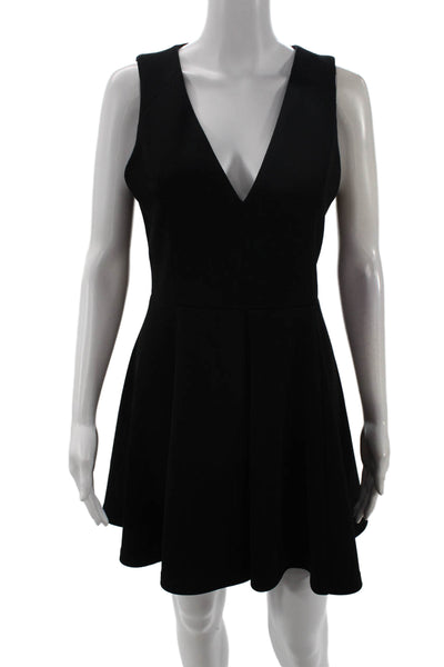 Lovers + Friends Womens Fit & Flare Mini Dress Black V-Neck Sleeveless Size M
