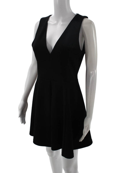 Lovers + Friends Womens Fit & Flare Mini Dress Black V-Neck Sleeveless Size M