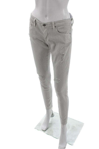 Adriano Goldschmied Women Skinny Ankle Gray Jeans Low Rise Size 28