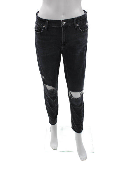 7 For All Mankind Womens Skinny Ankle Jeans Dark Gray Size 29