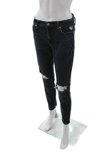 7 For All Mankind Womens Skinny Ankle Jeans Dark Gray Size 29