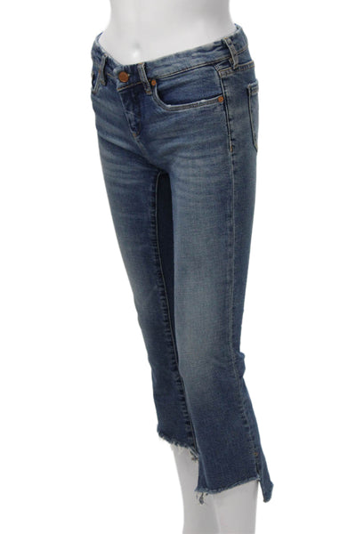 Blank NYC Women Cropped Flared Blue Jeans Mid Rise Button 30 Inseam Size 24