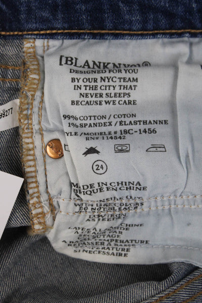 Blank NYC Women Cropped Flared Blue Jeans Mid Rise Button 30 Inseam Size 24