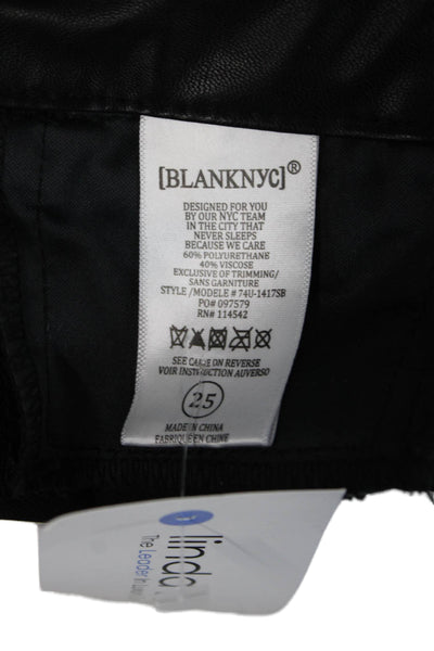 Blank NYC Womens Black Biker Cropped Ankle Pants Button Closure Size 25