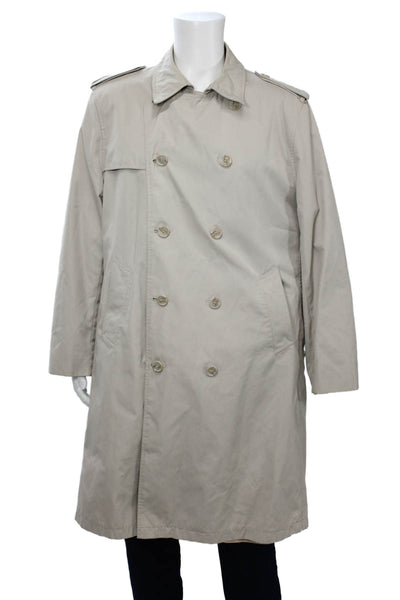 Designer Mens Trench Coat Beige Buckle 65% Polyester 35% Cotton Size 44