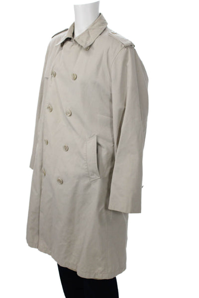 Designer Mens Trench Coat Beige Buckle 65% Polyester 35% Cotton Size 44