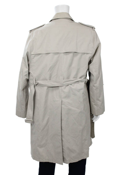 Designer Mens Trench Coat Beige Buckle 65% Polyester 35% Cotton Size 44