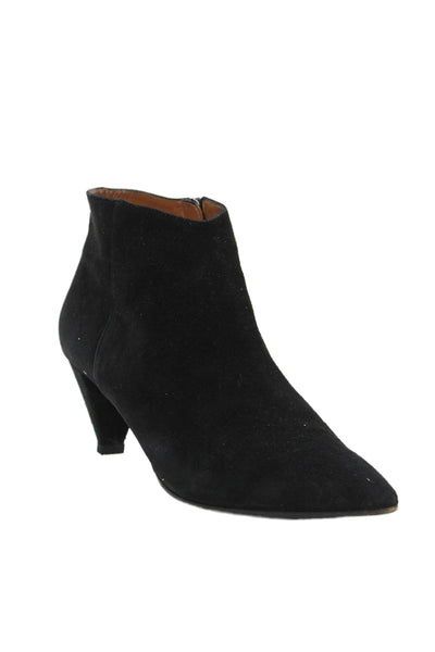 Aquatalia Womens Suede Pointed Toe Zip Up Ankle Boots Black Size 39 9