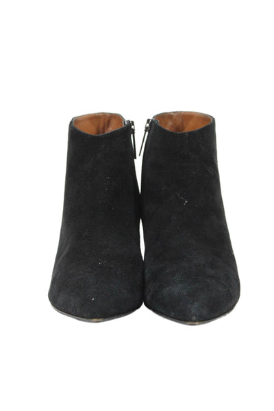 Aquatalia Womens Suede Pointed Toe Zip Up Ankle Boots Black Size 39 9