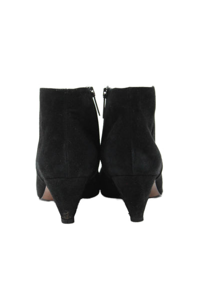 Aquatalia Womens Suede Pointed Toe Zip Up Ankle Boots Black Size 39 9
