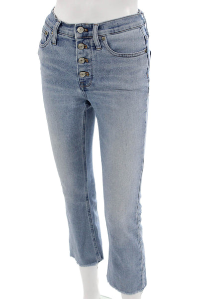 J Crew Women Cropped Light Blue Mid Rise Jeans Size 24
