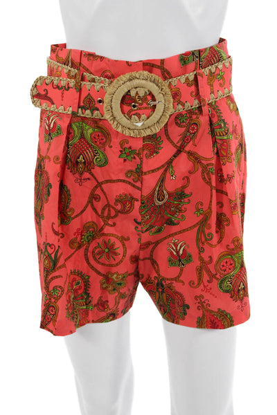 Cara Cara Womens Abstract Green Cotton Set Shorts Size 2