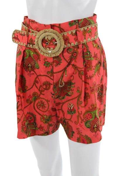 Cara Cara Womens Abstract Green Cotton Set Shorts Size 2