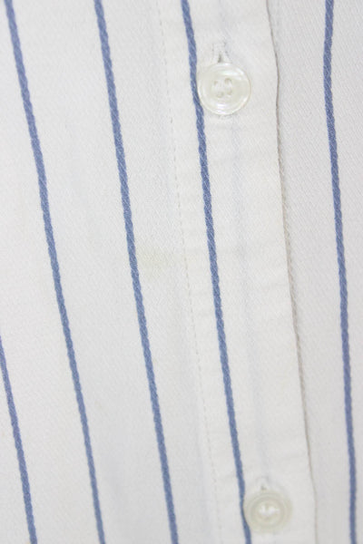 Club Monaco Womens White Striped Collared Long Sleeve Blouse Size XS Petite