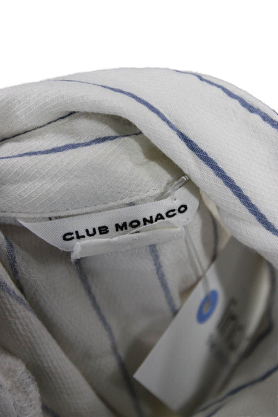 Club Monaco Womens White Striped Collared Long Sleeve Blouse Size XS Petite