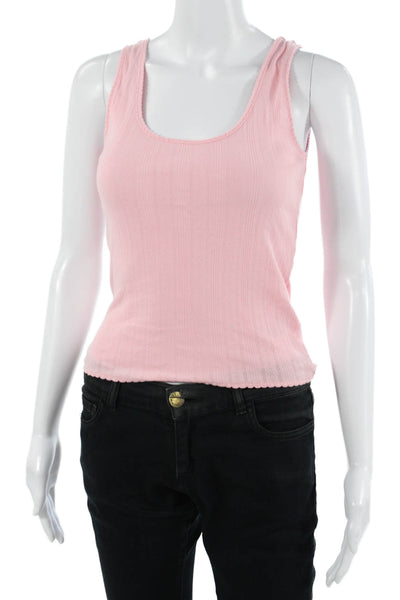 J Crew Womens Pink Cotton Sleeveless Basic Tank Round Neck Button Size XS